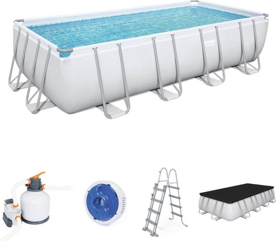 Viking Choice Bestway Power Steel Opzetzwembad 549x274x122cm met zandfilterpomp grijs