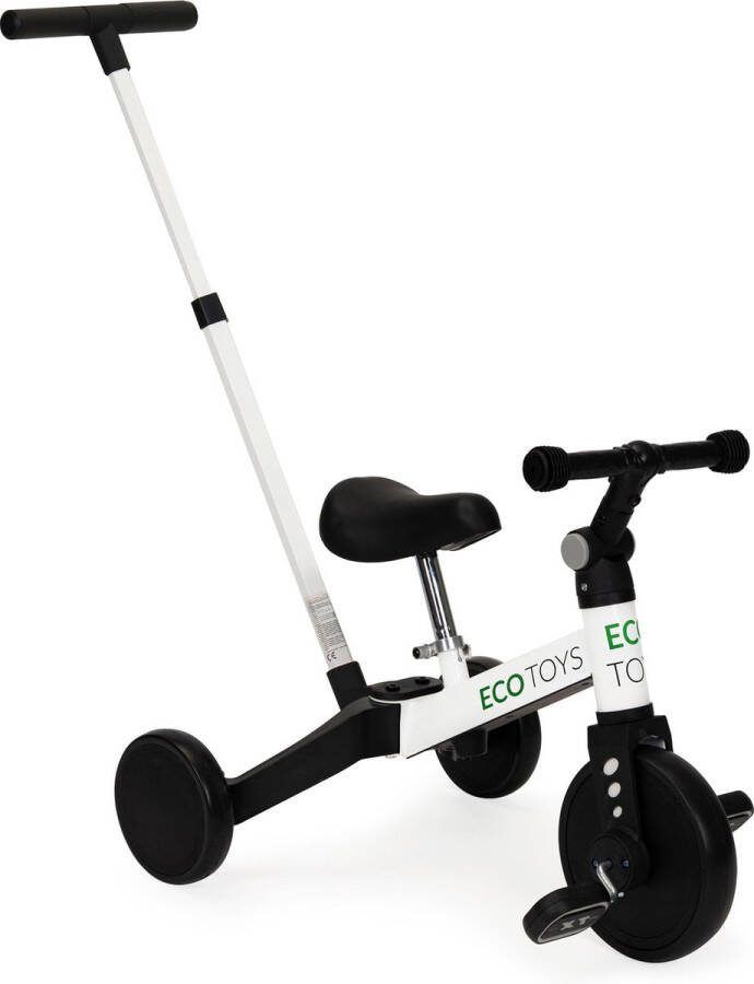 Viking Choice Driewieler fiets met duwstang 2-in-1 zwart wit