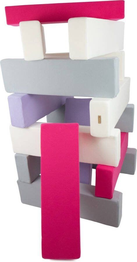 Viking Choice Foam blokken kinderen 15 delig XXL bouwblokken wit roze grijs lila