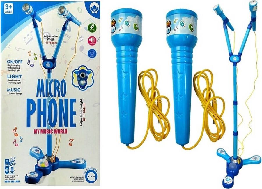 Viking Choice Kinder karaoke set met microfoon standaard 2 microfoons