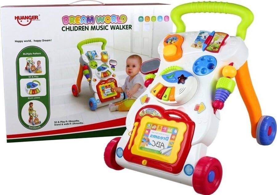 Viking Choice Loopwagen looptrainer met tekenbord en piano