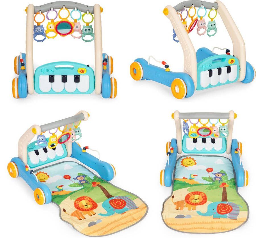 Viking Choice Loopwagen met speelkleed 72x46 cm blauw