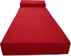 Viking Choice Luxe logeermatras met hoofdkussen- rood camping matras zitbank opvouwbaar 200x70x15 cm