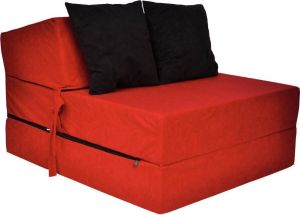 Viking Choice Luxe logeermatras rood camping matras reismatras opvouwbaar matras 200 x 70 x 15 met zwarte kussens
