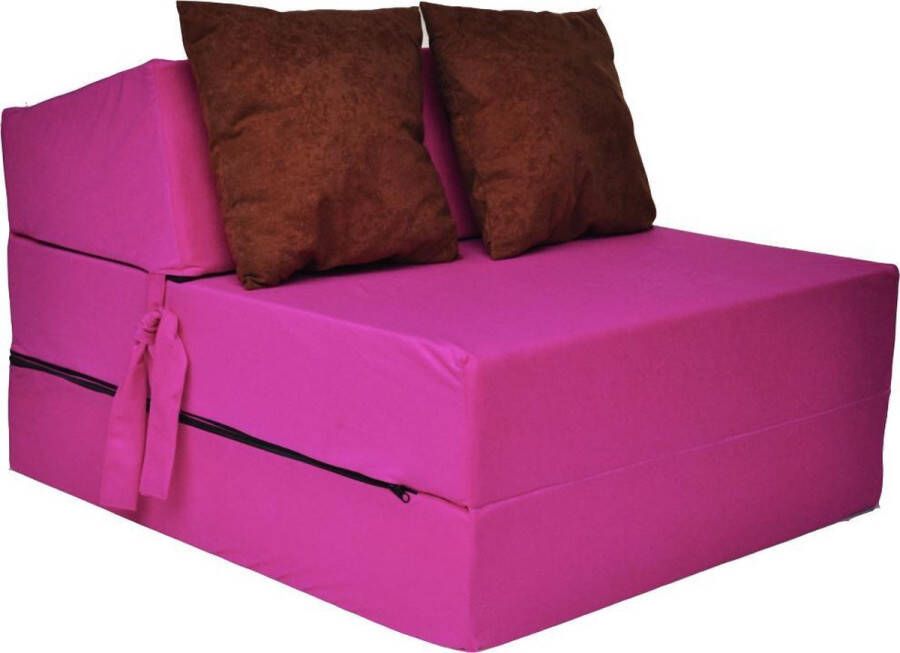 Viking Choice Luxe logeermatras roze camping matras reismatras opvouwbaar matras 200 x 70 x 15 met bruine kussens