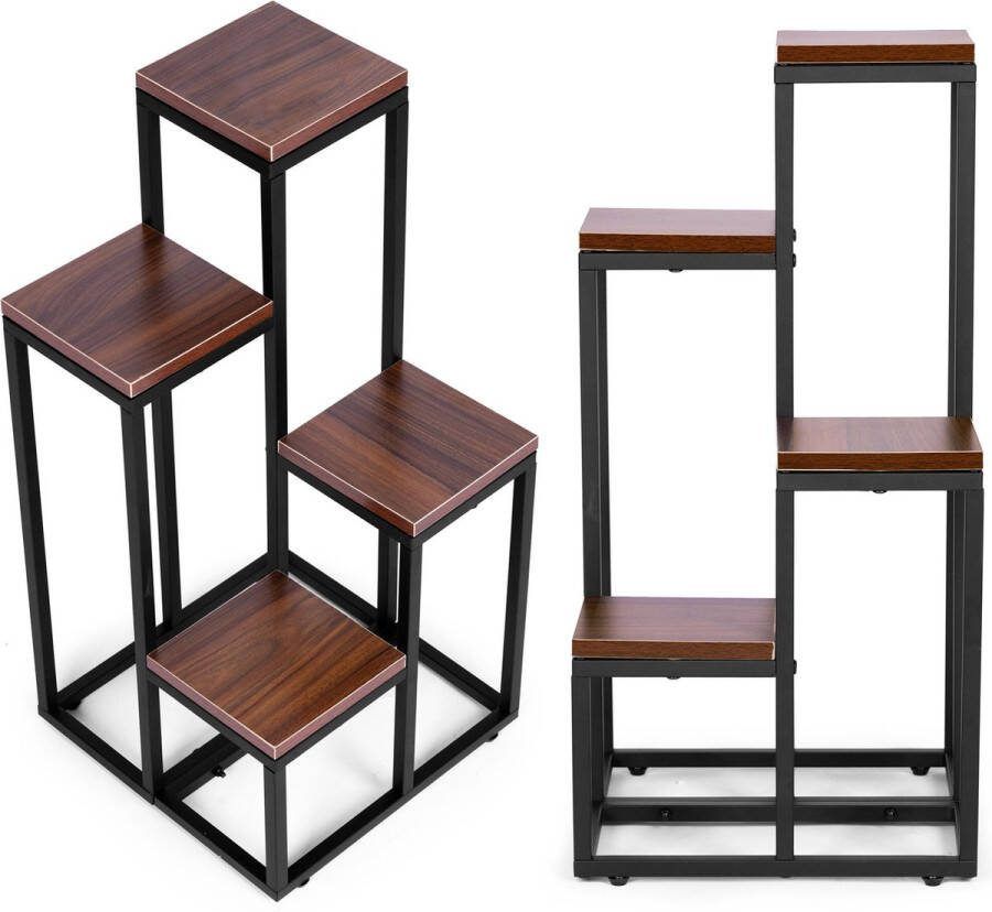 Viking Choice Plantenstandaard 4 planken metaal 34x34x69 5 cm donker