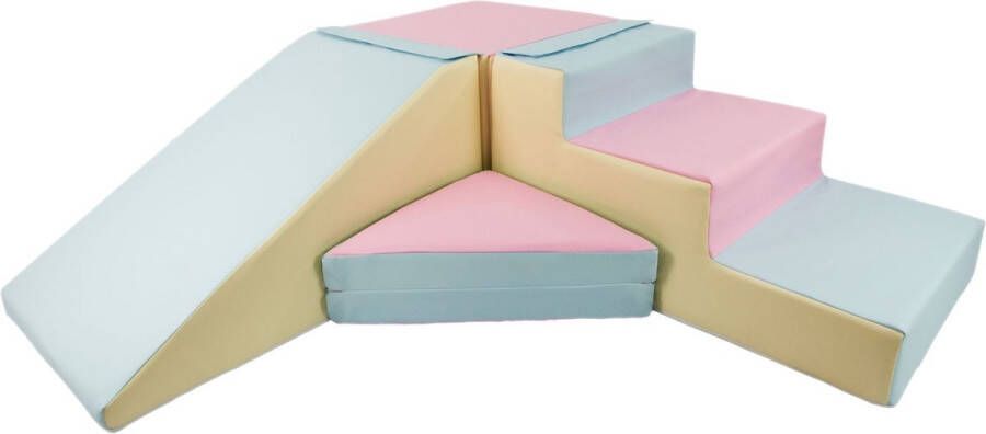 Viking Choice Schuimblokken speelgoed met foam blokken glijbaan 40 cm hoog pastel kleuren