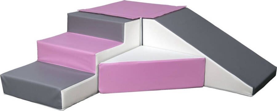Viking Choice Schuimblokken speelgoed met foam blokken glijbaan wit licht paars & grijs