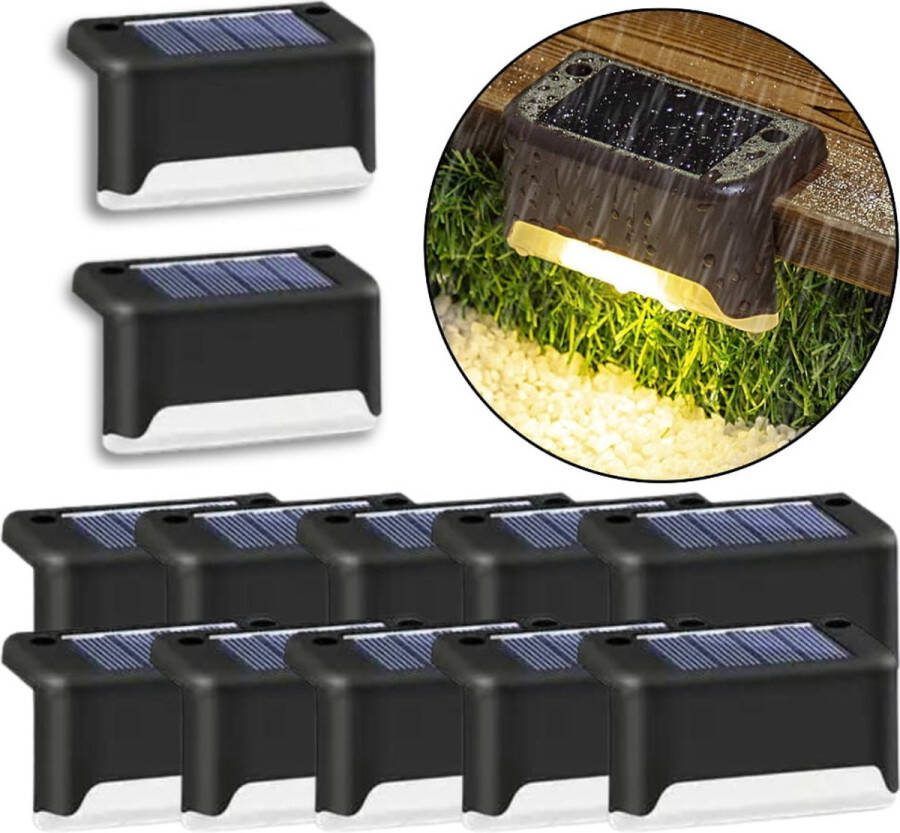 Viking Choice Solar tuinverlichting 12 stuks zwart IP44 waterdicht automatisch bij duisternis