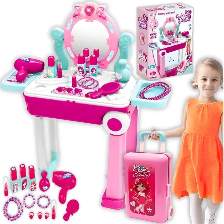 Viking Choice Speelgoed kaptafel met koffer roze draagbaar