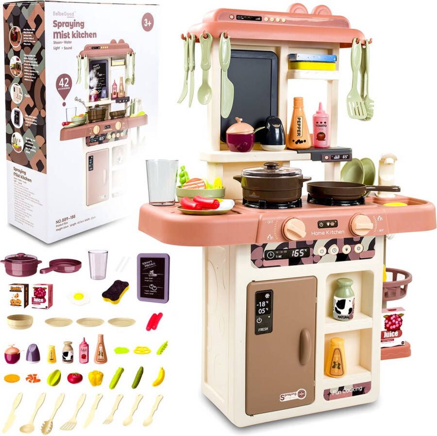 Viking Choice Speelgoed keuken 63x45.5x22cm met 42 accessoires roze crème