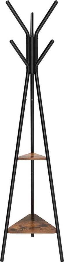 Viking Choice Staande kapstok standaard met 2 Houten Legplanken Garderobe Kapstok