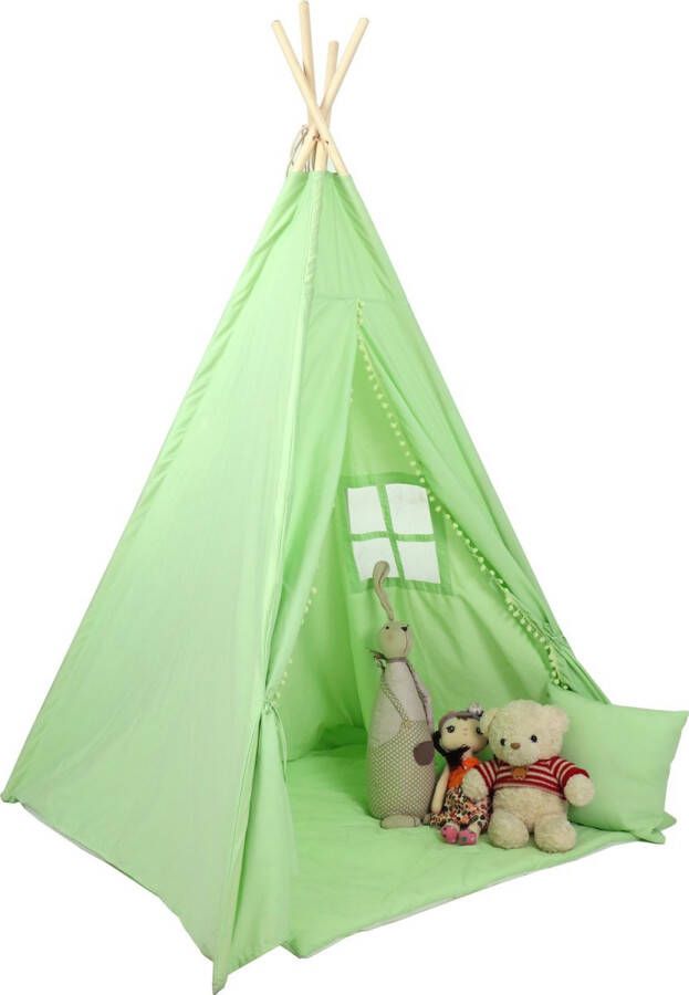 Viking Choice Tipi tent speeltent met vloermat en kussens – groen