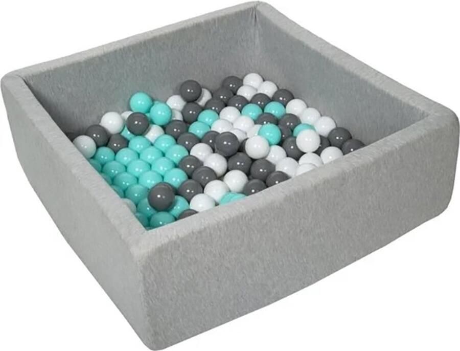 Viking Choice Ballenbak grijs vierkant 90x90 cm 150 ballen wit grijs turquoise