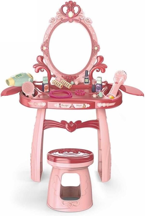Viking Choice Kaptafel kind make up tafel met spiegel 44x24 5x76cm roze