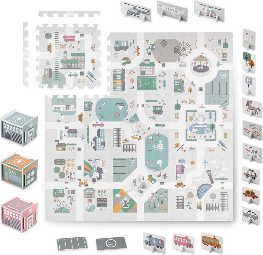 Viking Choice Speelmat puzzel stad 105x105cm 3 jaar +