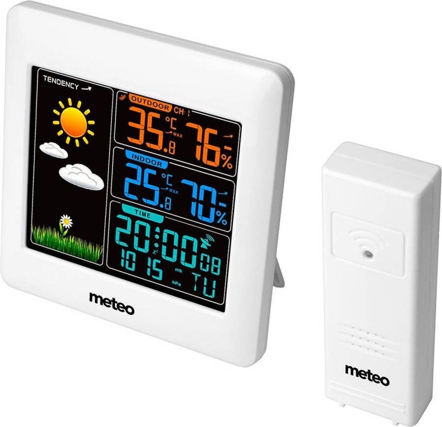 Viking Choice Weerstation METEO SP93 12x12x2cm draadloos met klok wit