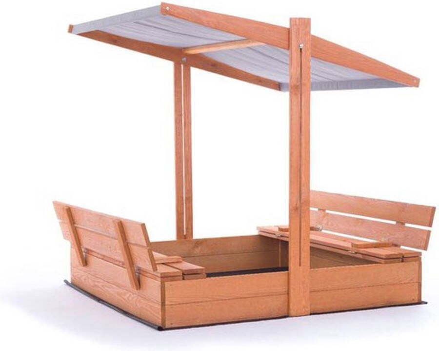 Viking Choice Zandbak met dak en bankjes 140x140 cm grijs