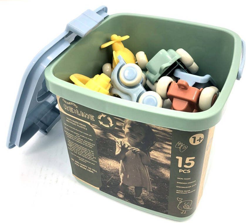 Viking Toys RE:LINE Emmer Met 15 Voertuigen Gemaakt Van 100% Gerecycled Plastic Geschikt Vanaf 1 Jaar