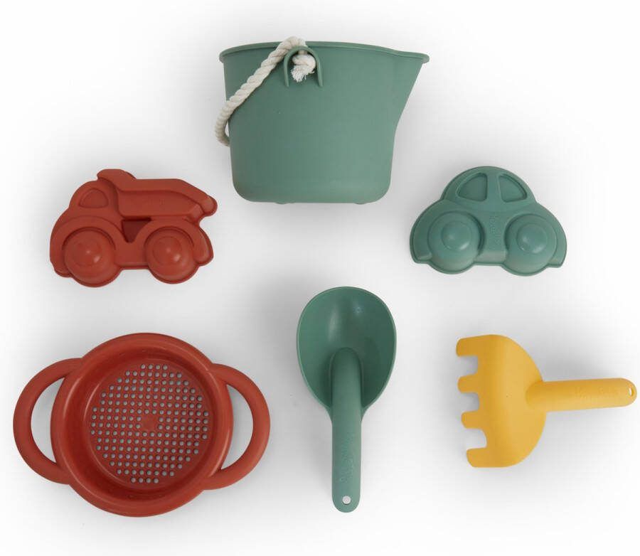 Viking Toys RE:LINE Emmer Set Met Voertuigzandvormpjes De Set Bevat 1 Schepje 1 Harkje 1 Emmer En 2 Zandvormpjes Gemaakt Van 100% Gerecycled Plastic Geschikt Vanaf 1 Jaar
