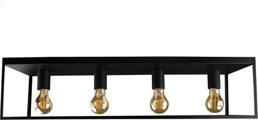 VikingLED Industriële Plafondlamp Dimbaar Incl. Lichtbron Retro Vintage Metaal met E27 fitting woonkamer Plafonnière 16W 2400K Zwart