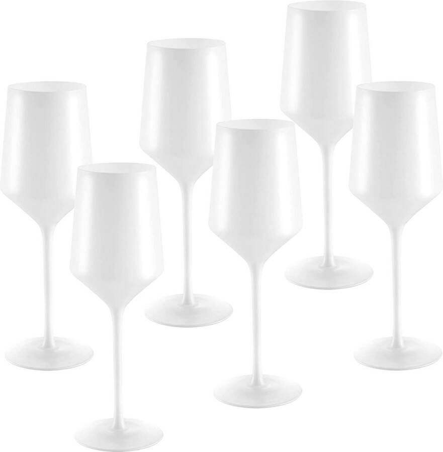 Vikko Décor Handgeblazen Wijnglas Matte Wit Set van 6