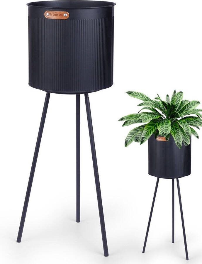 Vilde Bloempot Op Poten Metaal Zwart 25 5x73 cm Plantenstandaard Plantenmand voor Planten Bloemen Standaard