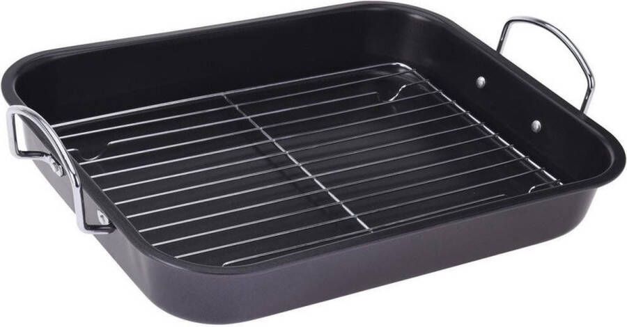 Vilde Braadslede Edelstaal Rechthoekige met Rooster 41 5x29 5 cm Ovenschaal Braadpan