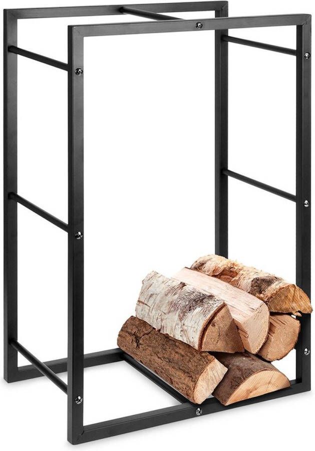 Vilde Brandhoutrek Metaal Zwart 45x28x70 cm Houtopslag Haardhoutopslag Haardhoutrek