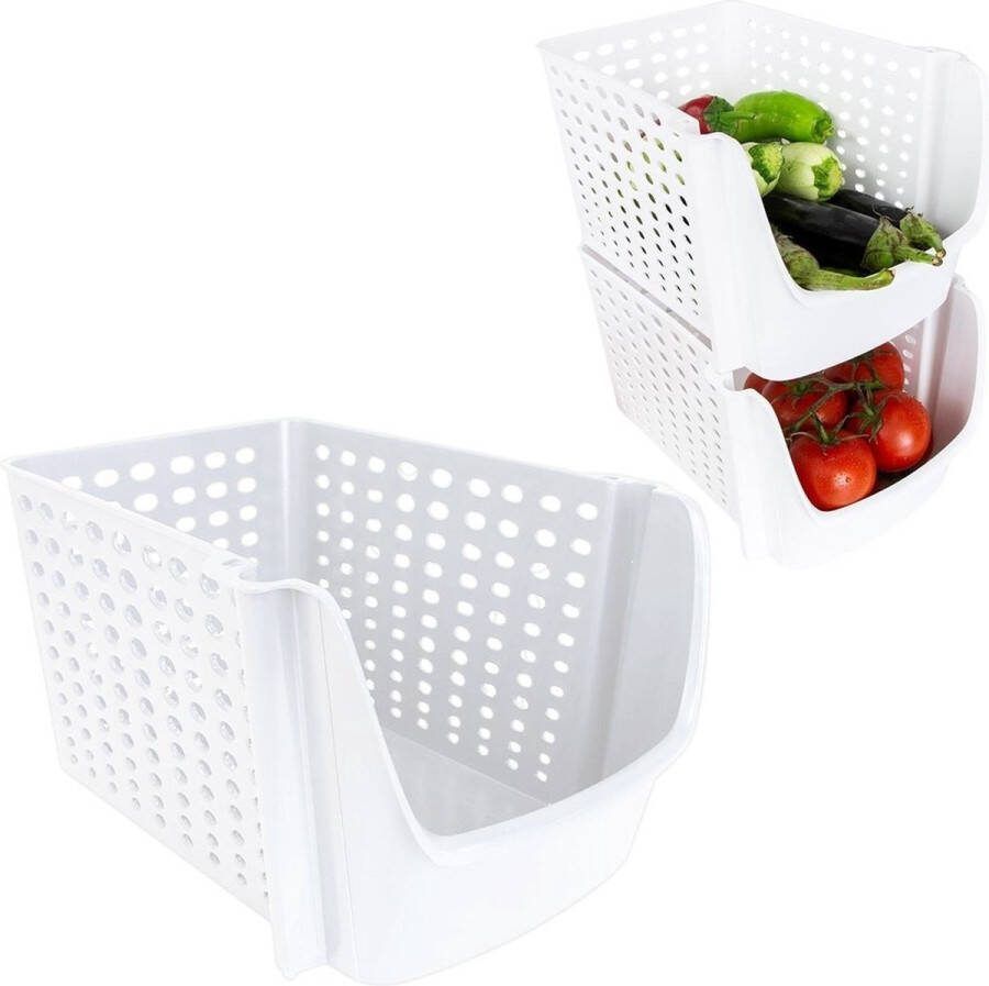 Vilde Doos voor Groenten en Fruit Wit 29x21x16 cm Aardappelbak Aardappelpot Bewaardoos Container Koelkast Organizer Opbergbox Fruitkist