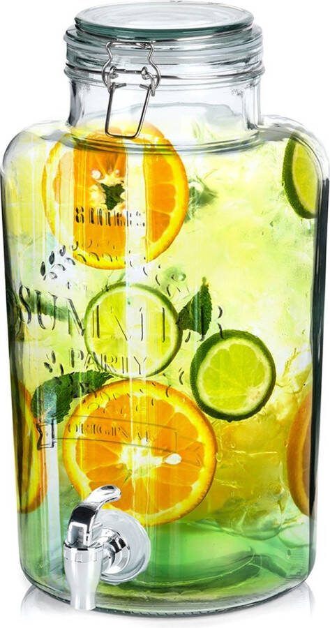 Vilde Drankdispenser met Kraan Glas 8 l Kraantje Limonadetap Drank Dispenser Limonadedispenser Kan Karaffe
