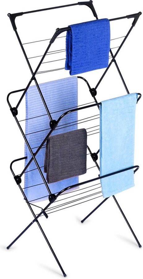 Vilde Droogrek Staand Metaal Zwart Verticaal 61x58x136 cm Droogtoren Wasrek Washanger