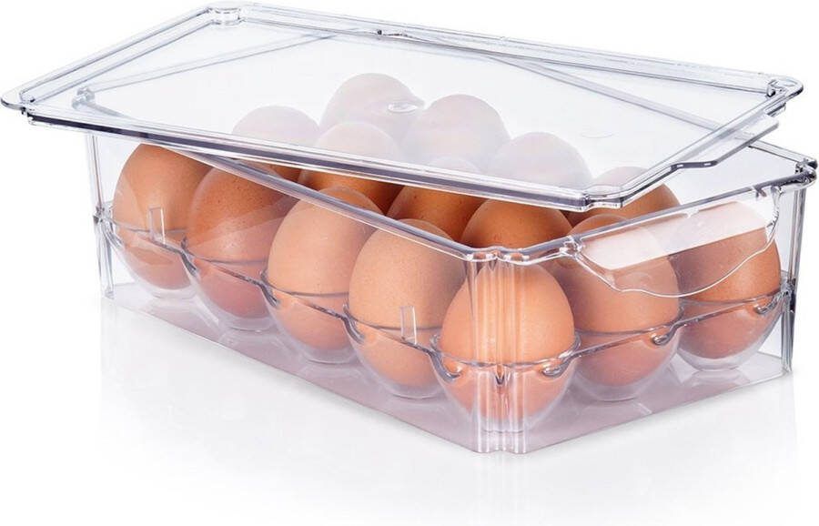 Vilde Eierdoos met Deksel voor 15 Eieren Eierbox Eierhouder voor Koelkas Organizer Eierrek