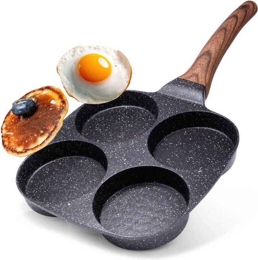 Vilde Eierpan Graniet 4 Gaten BLACK&WOOD 19x19 cm Omeletpan Egg Koekenpan Pannenkoekenpan Pancake