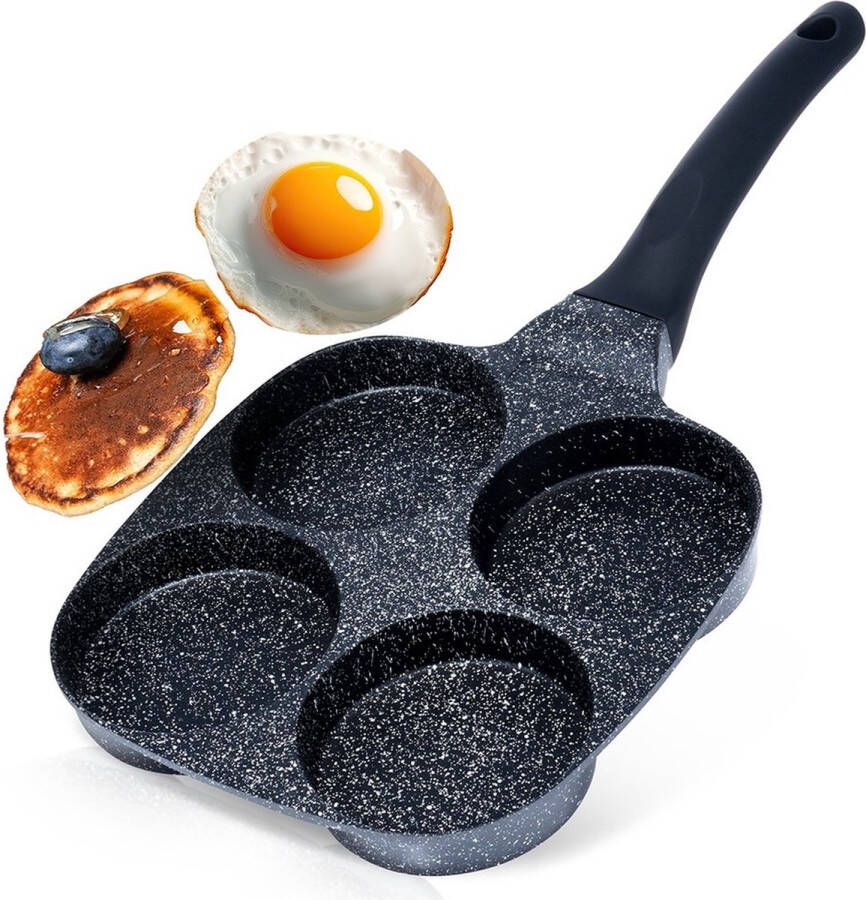 Vilde Eierpan Graniet 4 Gaten BLACK LINE 19 cm Omeletpan Egg Koekenpan Pannenkoekenpan Pancake