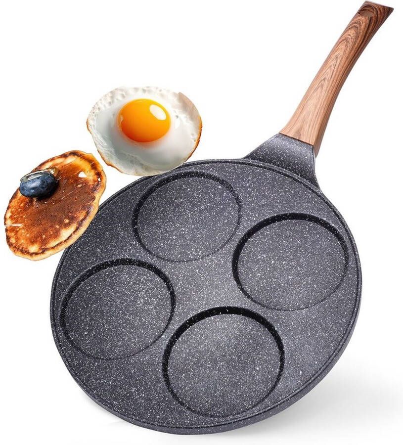 Vilde Eierpan pannenkoekenpan met granieten coating 26 cm 4 compartimenten voor alle soorten vuur
