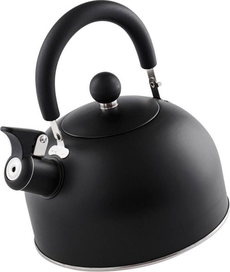 Vilde Fluitketel Edelstaal Zwart 2 l Waterketel met Fluitje Waterkoker