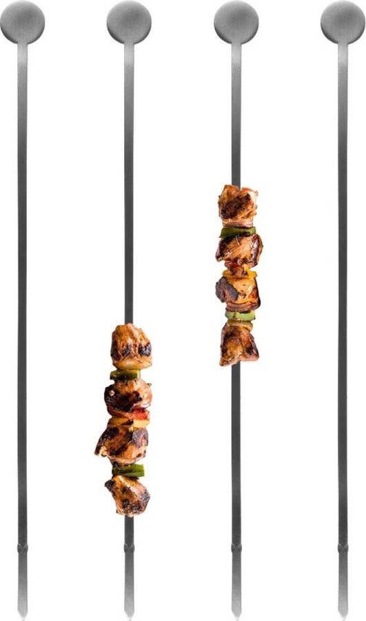 Vilde Grillspiesen Edelstaal 37 cm 4 stuks Barbecuespiezen Kebab Grill Bbq Barbecue Spiezen Sjasliekspiesen