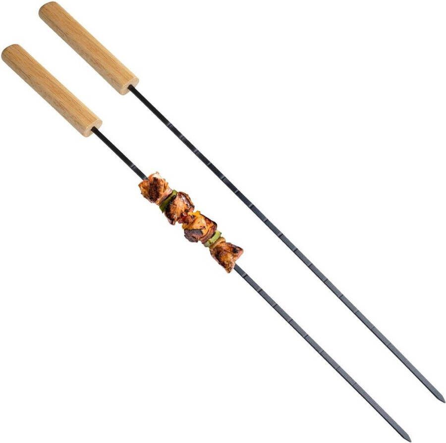 Vilde Grillspiesen Metaal Zwart 48 cm 2 stuks Barbecuespiezen Kebab Grill Bbq Barbecue Spiezen Sjasliekspiesen