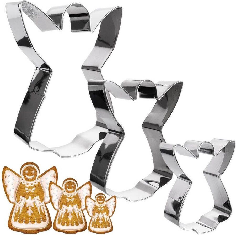 Vilde Koekjessnijders Edelstaal Engel 12 cm 3 stuks Vormen Uitsteekvorm Cookie Cutter Uitsteekvormpjes Koekjes Bakken Koekjessnijder