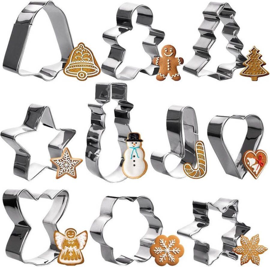 Vilde Koekjessnijders Edelstaal Kerst 7 5 cm 10 delig Vormen Uitsteekvorm Cookie Cutter Uitsteekvormpjes Koekjes Bakken Koekjessnijder