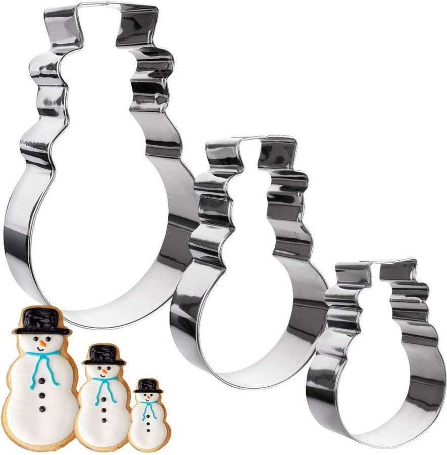 Vilde Koekjessnijders Edelstaal Sneeuwpop 13 cm 3 stuks Vormen Uitsteekvorm Cookie Cutter Uitsteekvormpjes Koekjes Bakken Koekjessnijder