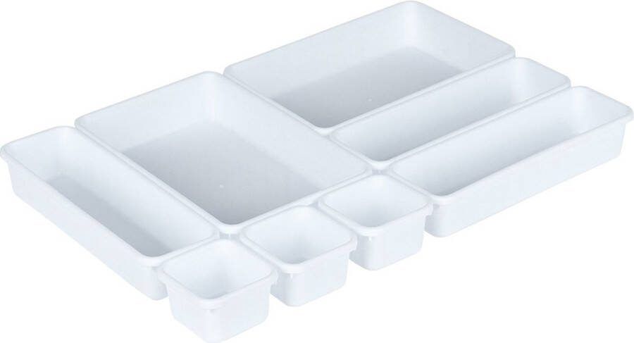 Vilde Lade Organizer Wit Modulair 8 stuks Ladeverdeler Schuiflade Keukenkast Organizers Bakjes Opbergbakjes