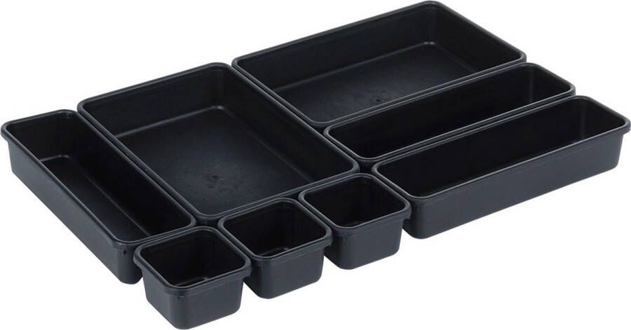 Vilde Lade Organizer Zwart Modulair 8 stuks Ladeverdeler Schuiflade Keukenkast Organizers Bakjes Opbergbakjes