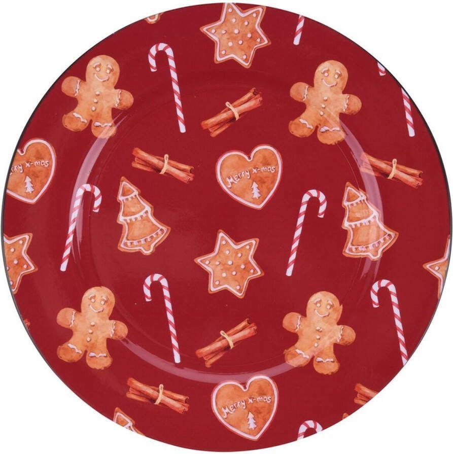 Vilde Onderbord Rood Kerst 33 cm Bord Onderborden Kaarsenbord Onderzet Bord Decoratieve Rand