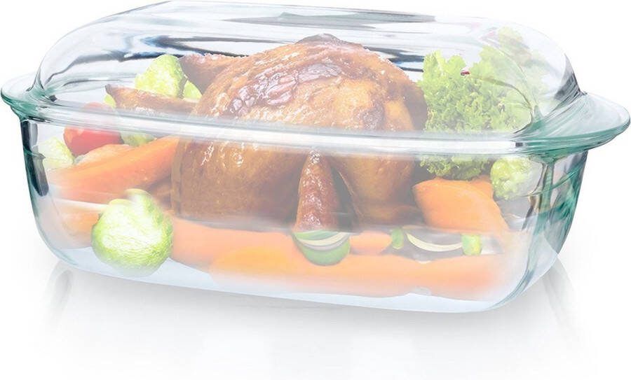 Vilde Ovenschaal met Deksel Glas 3+1 5 l Ovenschotel Braadslede Braadpan