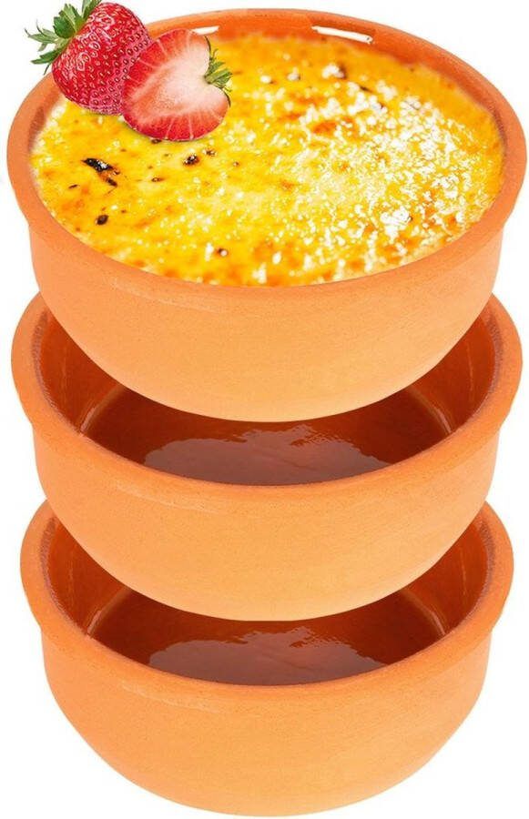 Vilde Ramekins Steengoed 12 cm 200 ml 3 stuks Schaaltje Set Ovenschaal Snackkommen Dipschalen Kleine Komen voor Dipsauzen en Snacks
