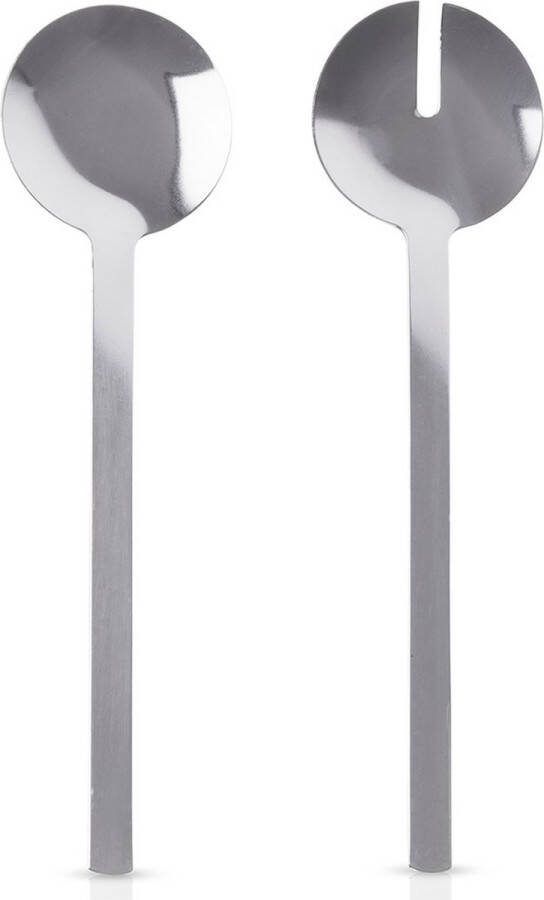 Vilde Saladebestek Edelstaal Zilver 2 delig Slabestek Salade Lepel en Vork Set