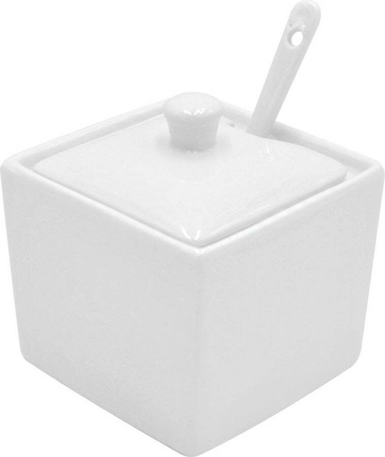 Vilde Suikerpot met Lepel Porselein Wit 200 ml Serveerset