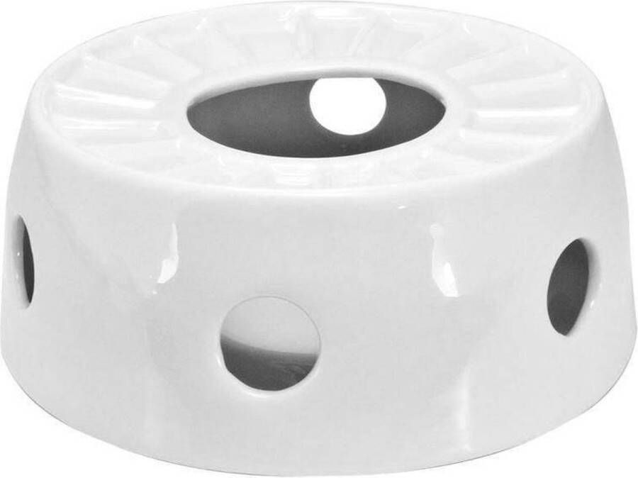 Vilde Theewarmer Keramiek Wit 14 cm Theepot Warmer Warmhoudschaal Theelichthouder Warmhouder Thee Warmhoudplaat